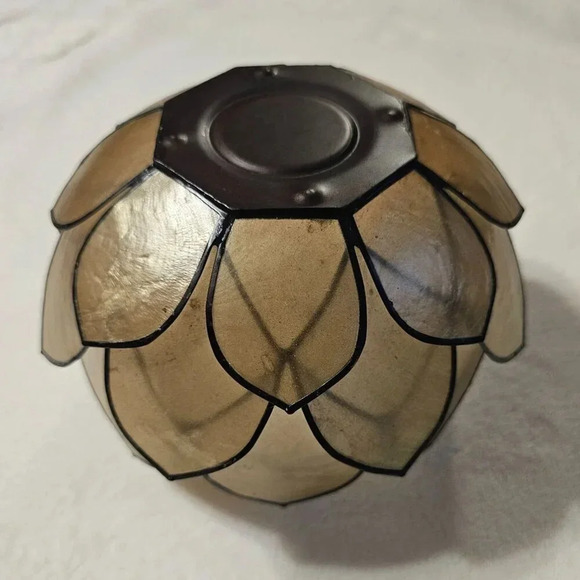Capiz Shell Opening Lotus Flower Tealight Candle Holder Smokey Brown - Picture 7 of 13